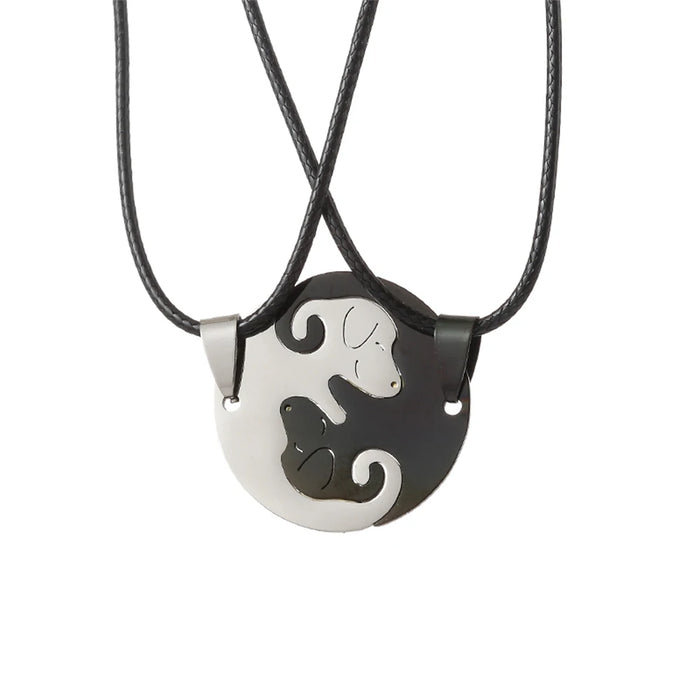 Stainless Steel Matching Dog Friendship Pendant Necklaces For Couples On Sale