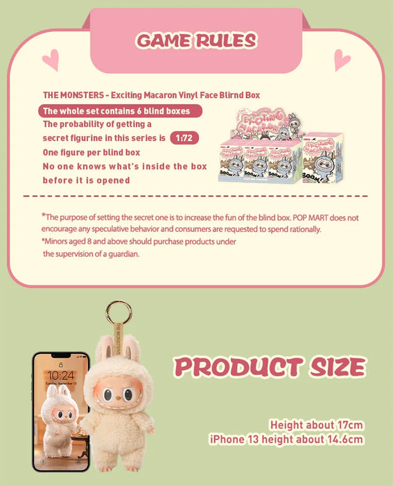 The Labubu Exciting Macaron Monsters Action Figure Plush Dolls Blind Box Collection On Sale