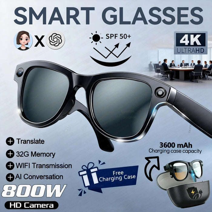AI Smart Eyewear With Touch Control And Charging Case For Photo, Music, Calls, Hands-free video and Audio Recording On Sale