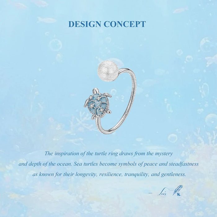 925 Sterling Silver Ocean Marine Life Sea Turtle And Pearl Theme Open Rings Collection On Sale