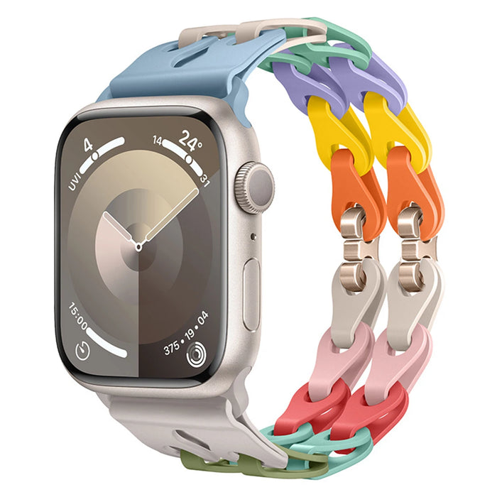 Macaron Bike Chain Link Silicone Watch Band for Apple Watch Compatible Models 38mm - 49mm On Sale