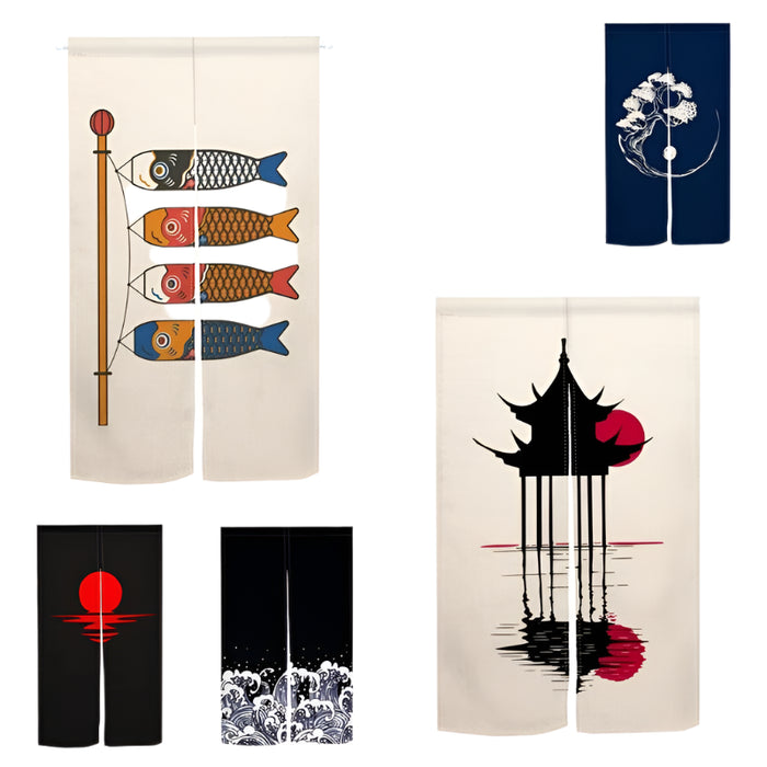 Japanese Linen Patterned Hanging Half-Curtain Doorway Tapestry Noren On Sale