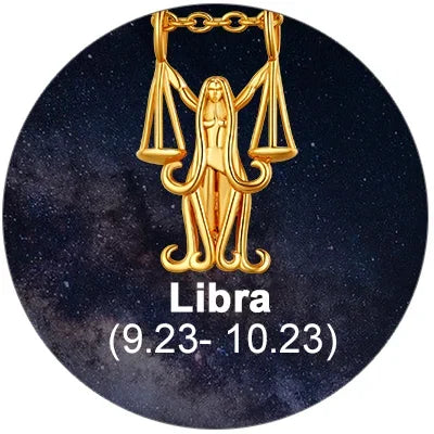 12 Horoscope Libra Zodiac 18K Gold Plated 3D Charm Pendant Necklaces On Sale