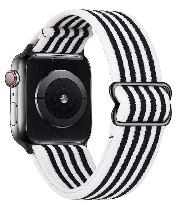 Stripe White Black Scrunchie Watch Strap For Apple Watch Band Series 49mm, 45mm, 44mm, 42mm, 41mm, 40mm, 38mm On Sale