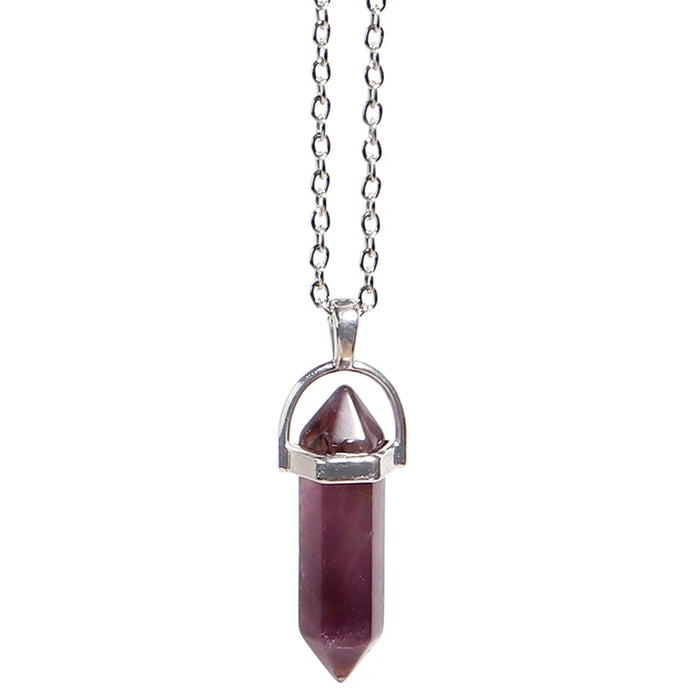 Natural Quartz Crystal Hexagonal Pillar Bullet Pendant Necklaces On Sale