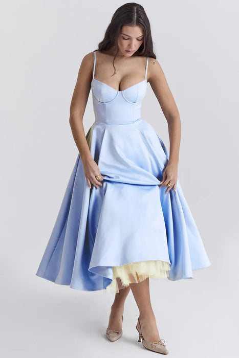 Baby Blue A-Line Vintage Style Temperament Dress On Sale