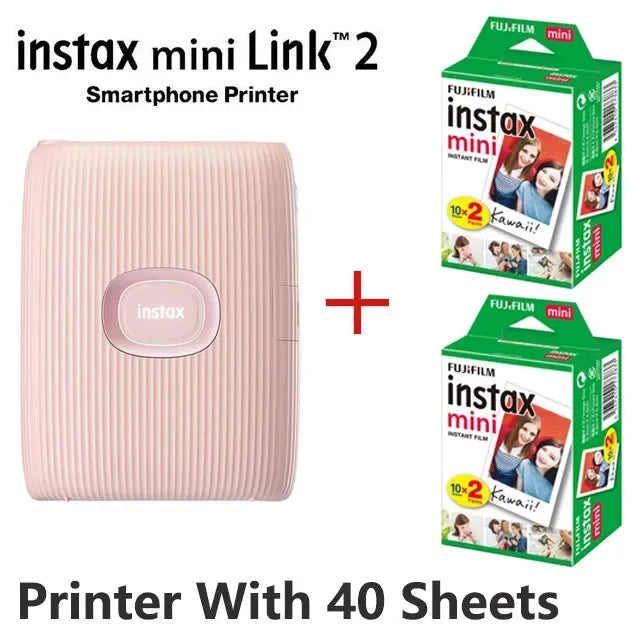 Soft Pink Fujifilm Instax Mini Link 2 Printer With 40 Mini Film Sheets On Sale