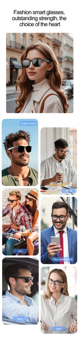 Smart AI Glasses Wireless Bluetooth Call Built-In Mic Speakers Sunglasses On Sale