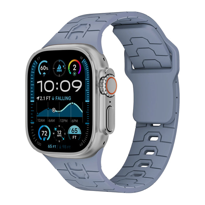 Superhero Style Blue Grey Silicone Sport Straps For Apple Watch Series 49mm, 46mm, 45mm, 44mm, 42mm, 41mm, 40mm, 38mm On Sale