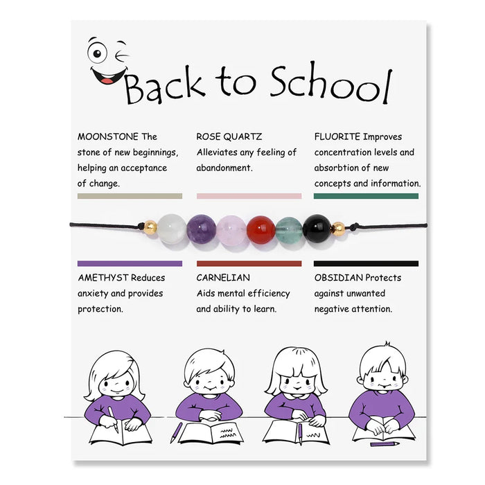 Smooth Round Natural Gem Stone Energy Bracelets for Back To School On Sale – Amethyst, Rose Quartz, Obsidian, Moonstone, Fluorite, Carnelian