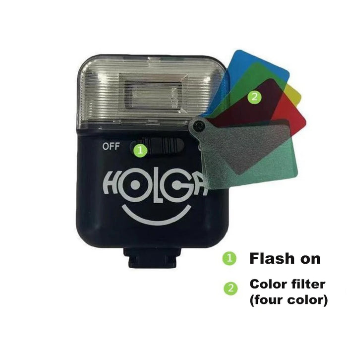 Black Flash and Color Filters For Holga 135BC Leak Light Dark Angle Retro Kodak 135 Film Camera﻿ On Sale