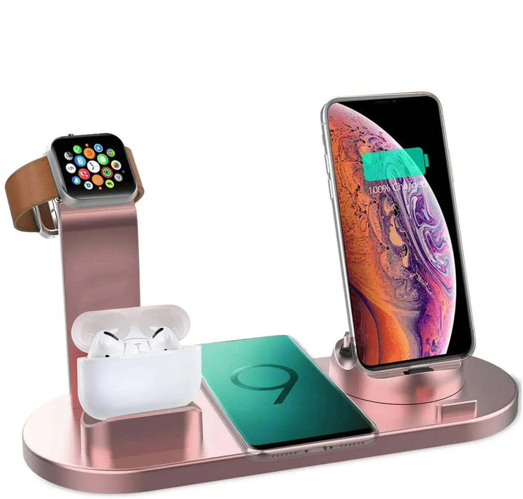 Rose Gold 7 in 1 30W Multi Wireless Fast Charging Dock Stand On Sale