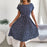 Floral Printed A-Line Vintage Style Chiffon Temperament Dark Blue Dress On Sale