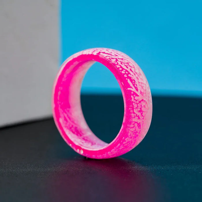 Luminous Fluorescent Pink Color Resin Rings On Sale