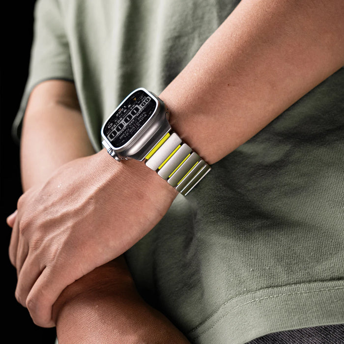 Luminous Magnetic Titanium-style Watch Band Compatible With Apple Watch Series On Sale