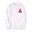 White Unisex Embroidered Letter A Sweatshirt Casual Round Neck Cotton Blend Pullover Top On Sale