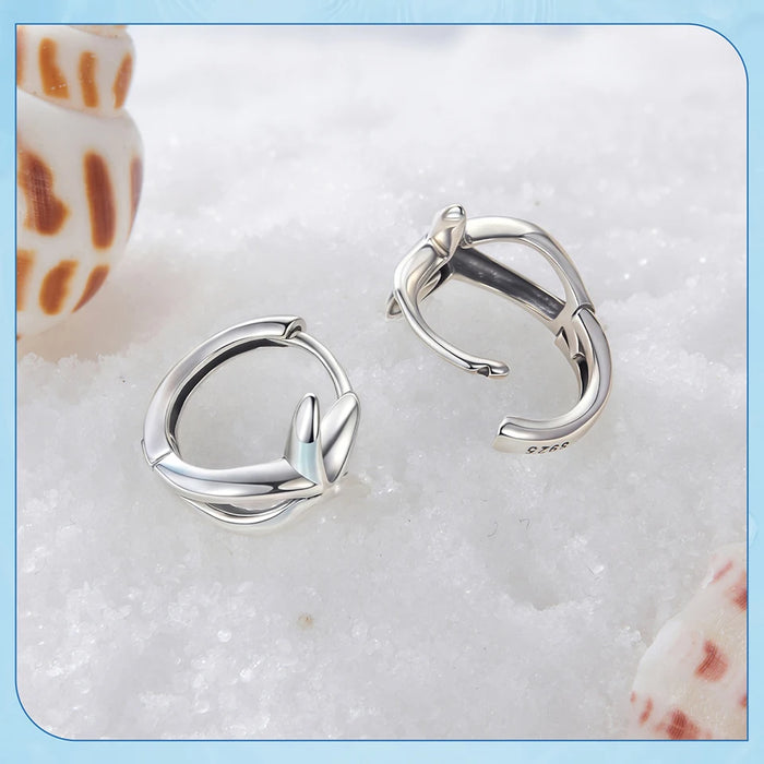 925 Sterling Silver Ocean Marine Life Theme Starfish Hoop Earrings Collection On Sale