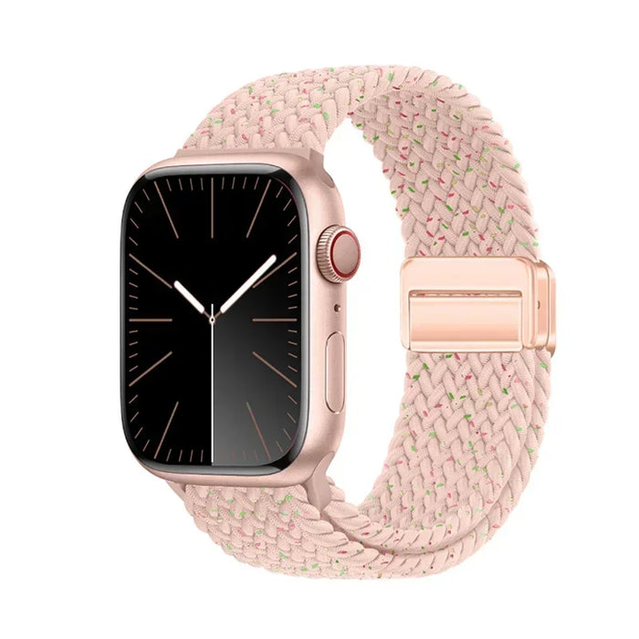 Starlight Powder Braided Solo Loop Apple Watch Bracelet With Double-sided Magnetic Clasp For iWatch Series On Sale