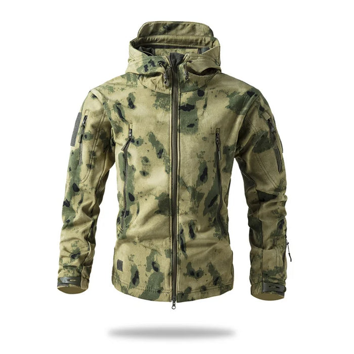 Men’s Waterproof Softshell Jacket with Fleece Lining – Hooded Outdoor Camouflage Coat On Sale