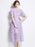 Elegant Vintage Style Purple Lace Hollow Out Short Sleeve Long Dress On Sale