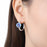 925 Sterling Silver Flower Design Hoop Earrings - Blue Enamel Butterfly Orchid On Sale