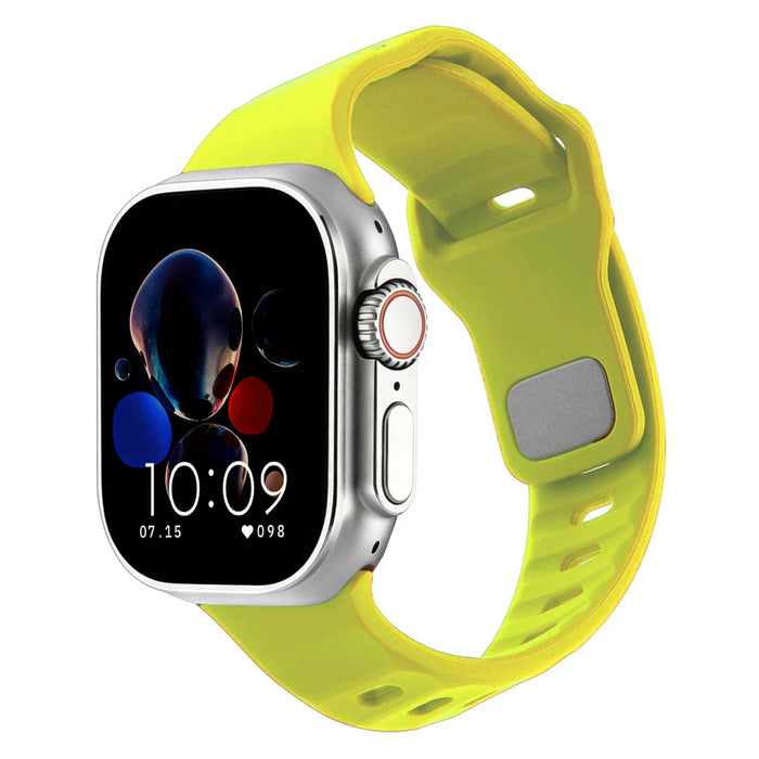 Fluorescent Green Irregular Shape Adjustable Silicone Sporty Watch Band Compatible with Apple Watch 38mm–49mm On Sale | Replacement Watch Band Compatible with Apple Watch Series 1–11, SE & Ultra 