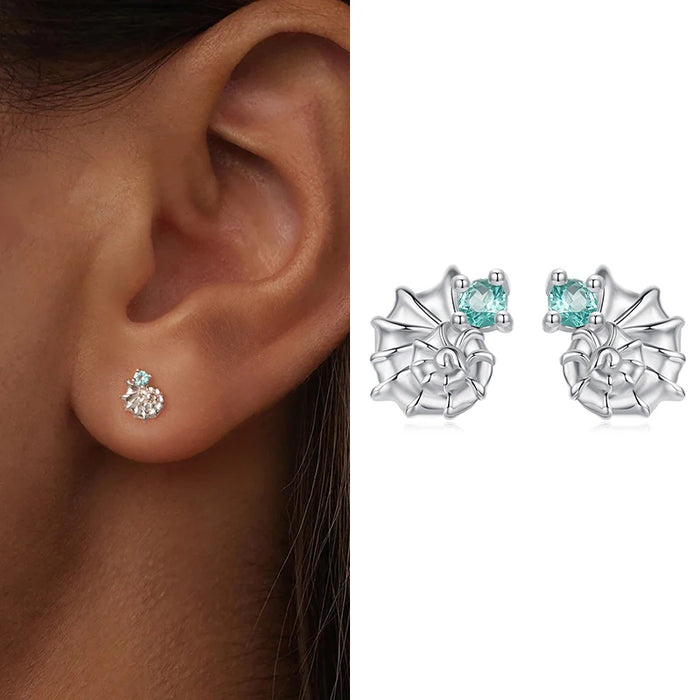 925 Sterling Silver Ocean Marine Life Theme Seashell Stud Earrings Collection On Sale
