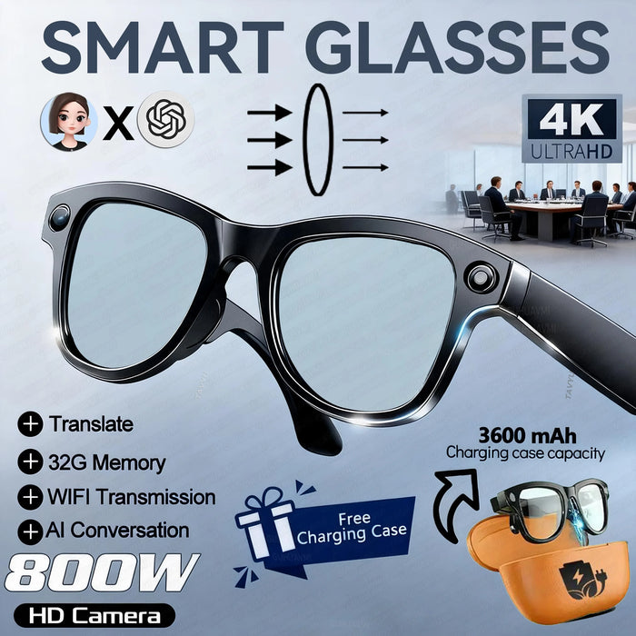 AI Smart Eyewear With Touch Control And Charging Case For Photo, Music, Calls, Hands-free video and Audio Recording On Sale