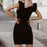 Black Ruffle Sleeve Round Neck Mini Dresses On Sale