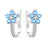 925 Sterling Silver Floral Design Hoop Earrings - Blue Flower On Sale