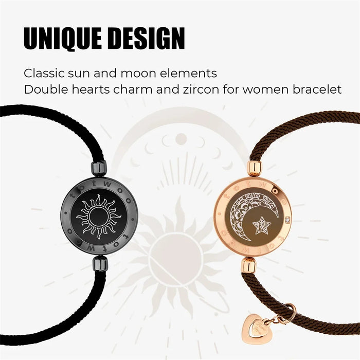 Smart Long Distance Touch Bracelets  Light and Vibration Wristbands Sliver (Moon)