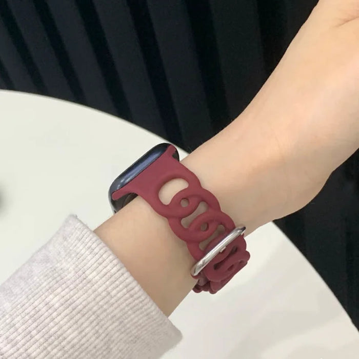O-Ring Silicone Chain Link Bracelets For Apple Watch Band Demo