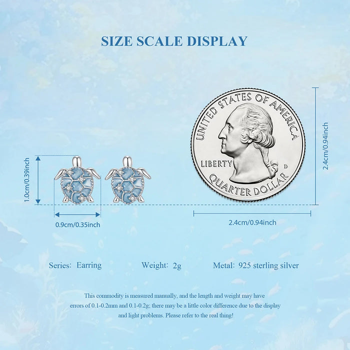 925 Sterling Silver Ocean Marine Life Theme Blue Sea Turtle Stud Earrings Collection On Sale