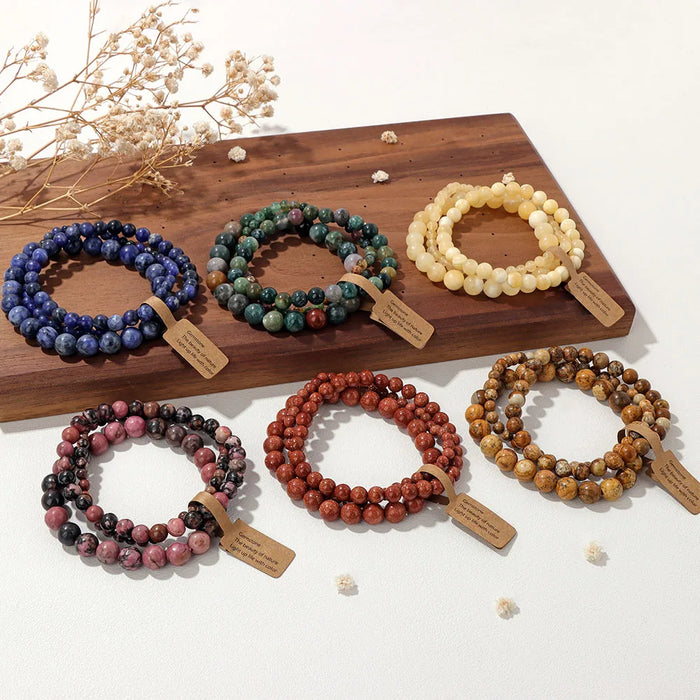 3pcs Set Natural Stone Beads Couple Bracelet On Sale