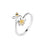 925 Sterling Silver Flower and Bee Vintage Style Ring On Sale