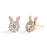 925 Sterling Silver Yellow Gold Plated Moissanite Diamond Bunny Ears Enamel Design Stud Earrings On Sale
