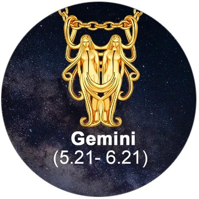 12 Horoscope Gemini Zodiac 18K Gold Plated 3D Charm Pendant Necklaces On Sale