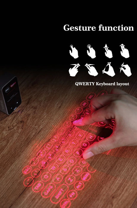 Wireless Bluetooth Laser QWERTY Keyboard Projector With Mouse Function For Android or IOS Phones or Tablets On Sale