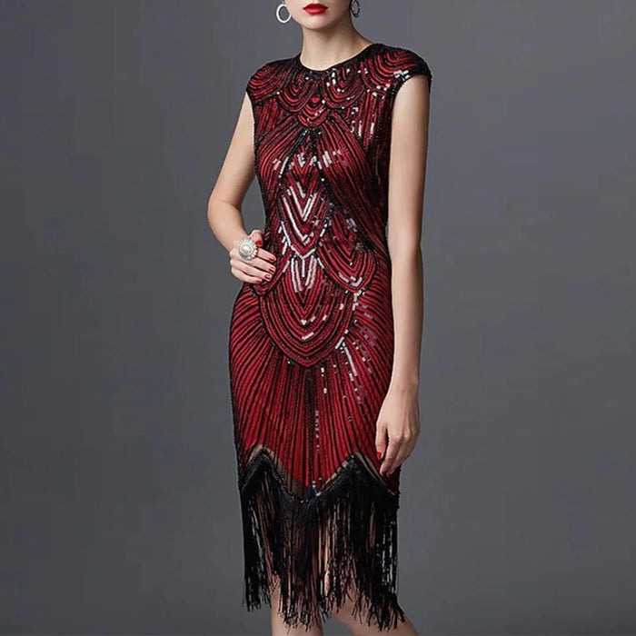 Red O-Neck The Great Gatsby Style Flapper Dress On Sale