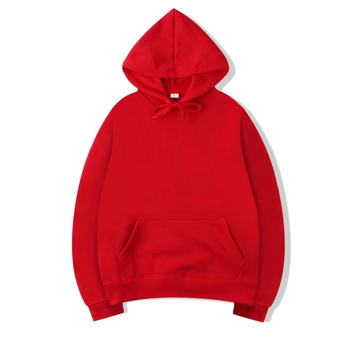 Super Comfy Red Solid Color Pullover Hoodie Unisex Casual Streetwear Sweatshirt On Sale