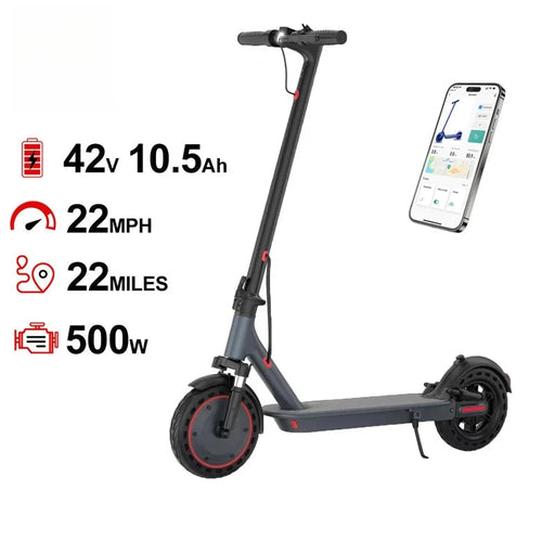 T-MAX Lightweight Foldable Long Range Electric Scooter 48V 10.5Ah 500W Motor with APP For Adults On Sale
