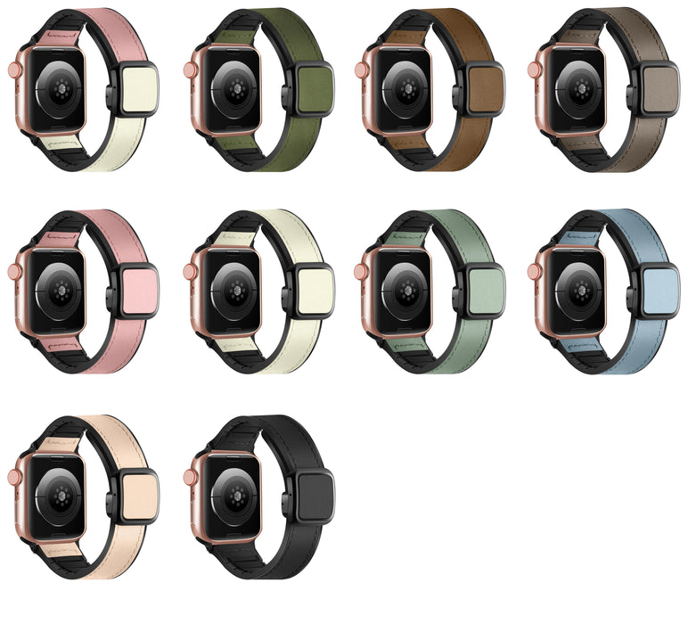 Modern Magnetic Buckle Genuine Cow Leather Apple Watch Band For Apple Watch Series On Sale