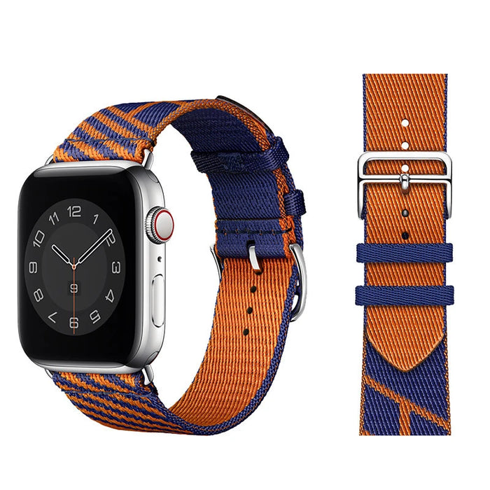 Bleu Saphir Orange Jumping Single Tour iWatch Strap for Apple Watch Band Series 38mm, 40mm, 41mm, 42mm, 44mm, 45mm, 46mm, 49mm On Sale