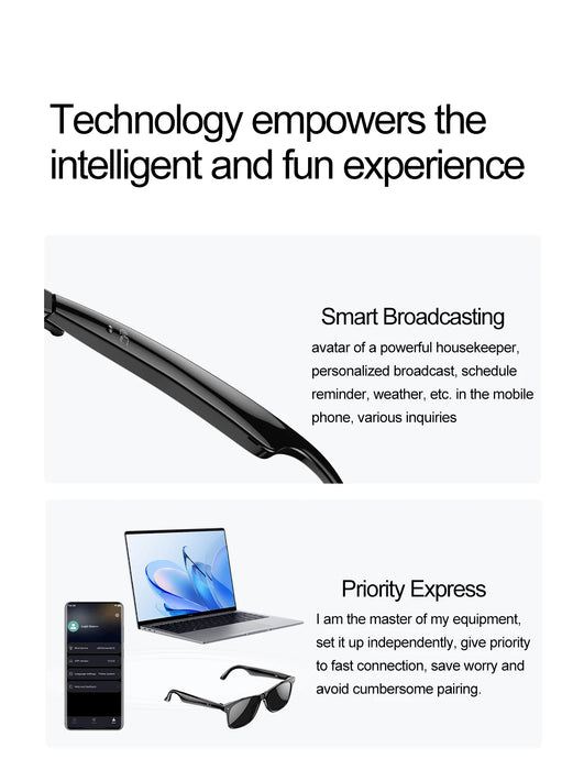 Smart AI Glasses Wireless Bluetooth Call Built-In Mic Speakers Sunglasses On Sale