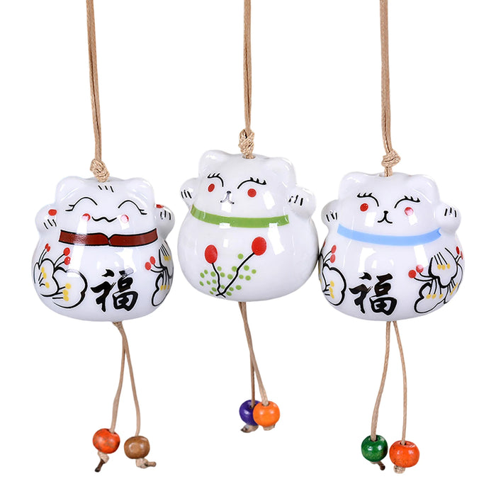 Fortune Cat Hanging Ceramic Wind Chime On Sale