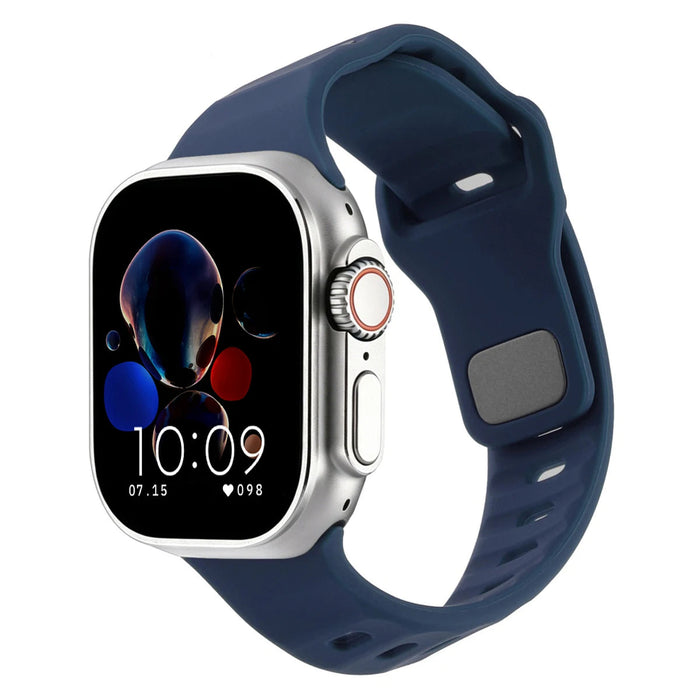 Midnight Blue Irregular Shape Adjustable Silicone Sporty Watch Band Compatible with Apple Watch 38mm–49mm On Sale | Replacement Watch Band Compatible with Apple Watch Series 1–11, SE & Ultra 