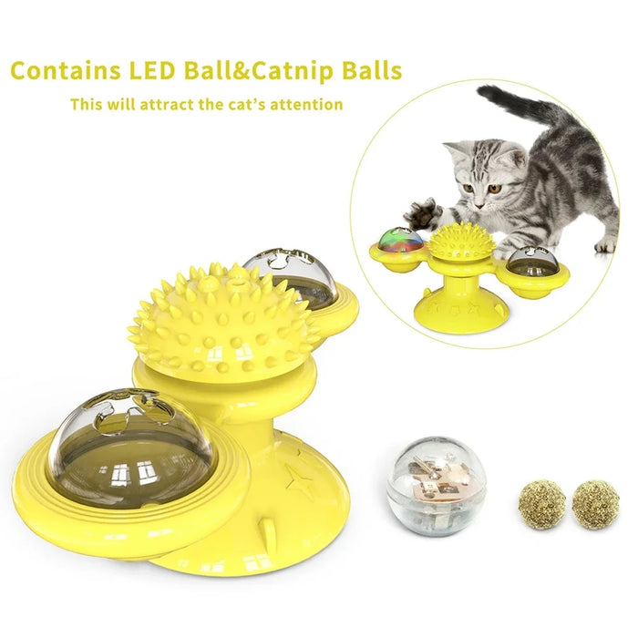 LED Ball & Catnip Ball Turn The Windmill Interactive Cat Game Toy On Sale