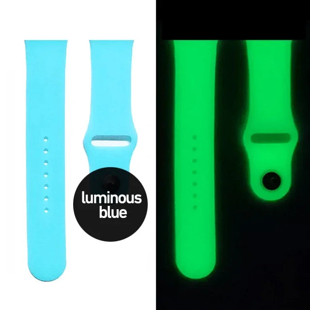 Luminous Blue Glow In The Dark Silicone iWatch Bracelet For Apple Watch On Sale