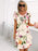 Women's Floral Print Crew Neck Short Sleeves Tiered Chiffon Dresses On Sale