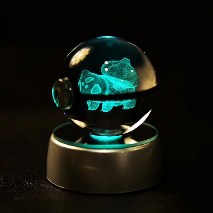 3D Crystal Glass Poke Ball Night Lights Collection Contained Inside Anime Characters On Sale